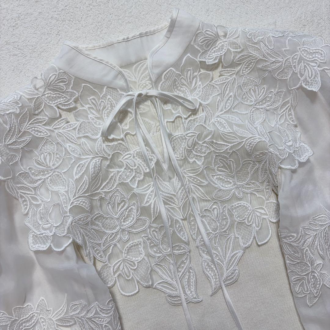 美品 SNIDEL スナイデル レースカラーニットプルオーバー