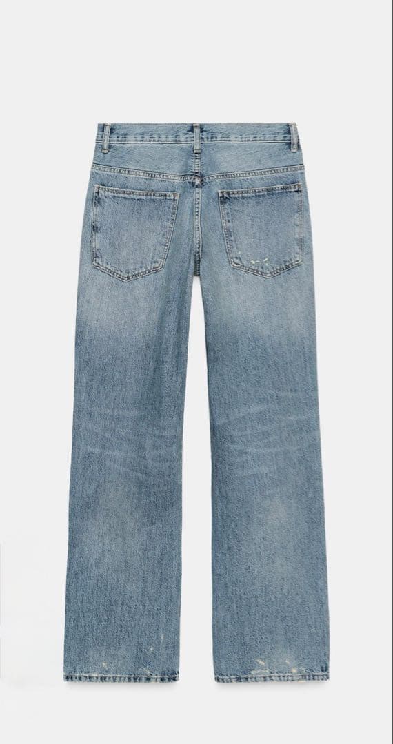 ZARA ダメージ加工　ラインストーン　ワイドレッグ　デニムパンツ　36 新品