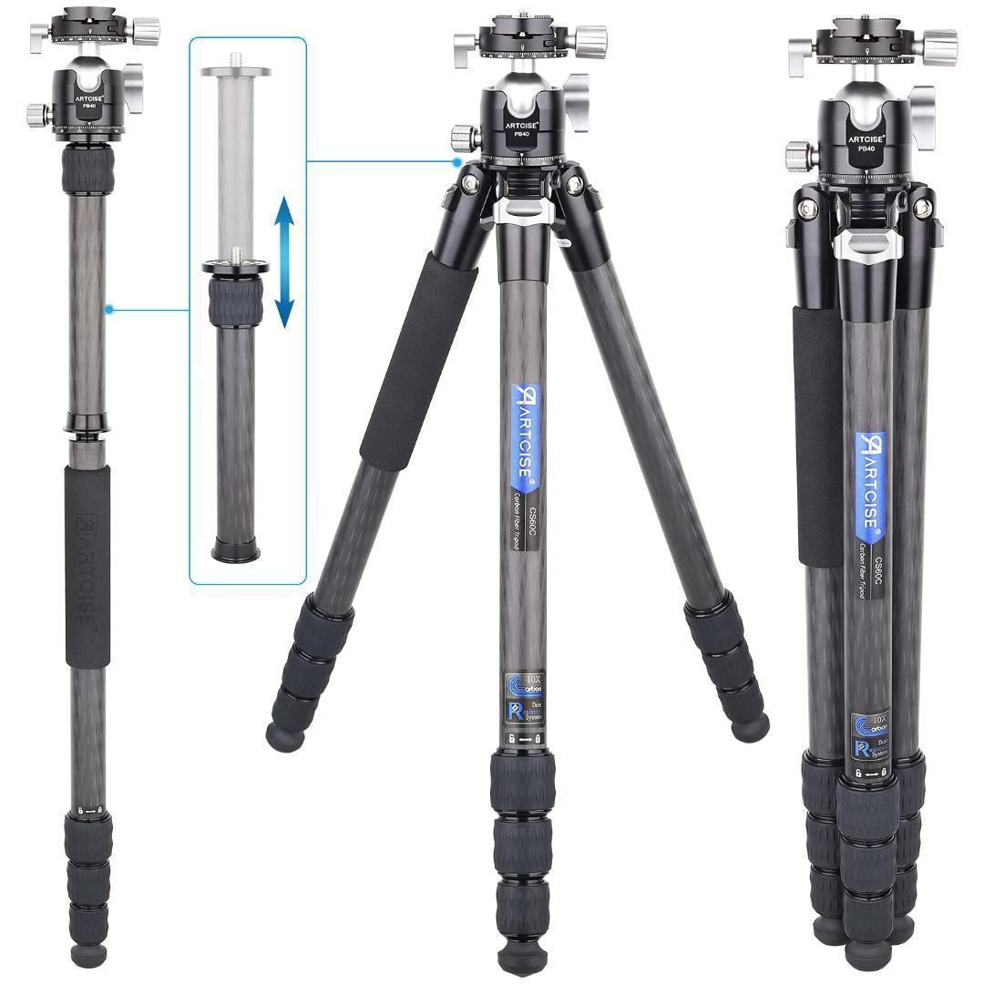 新品同様✨軽量カーボン三脚　10層カーボン 雲台セット　60C