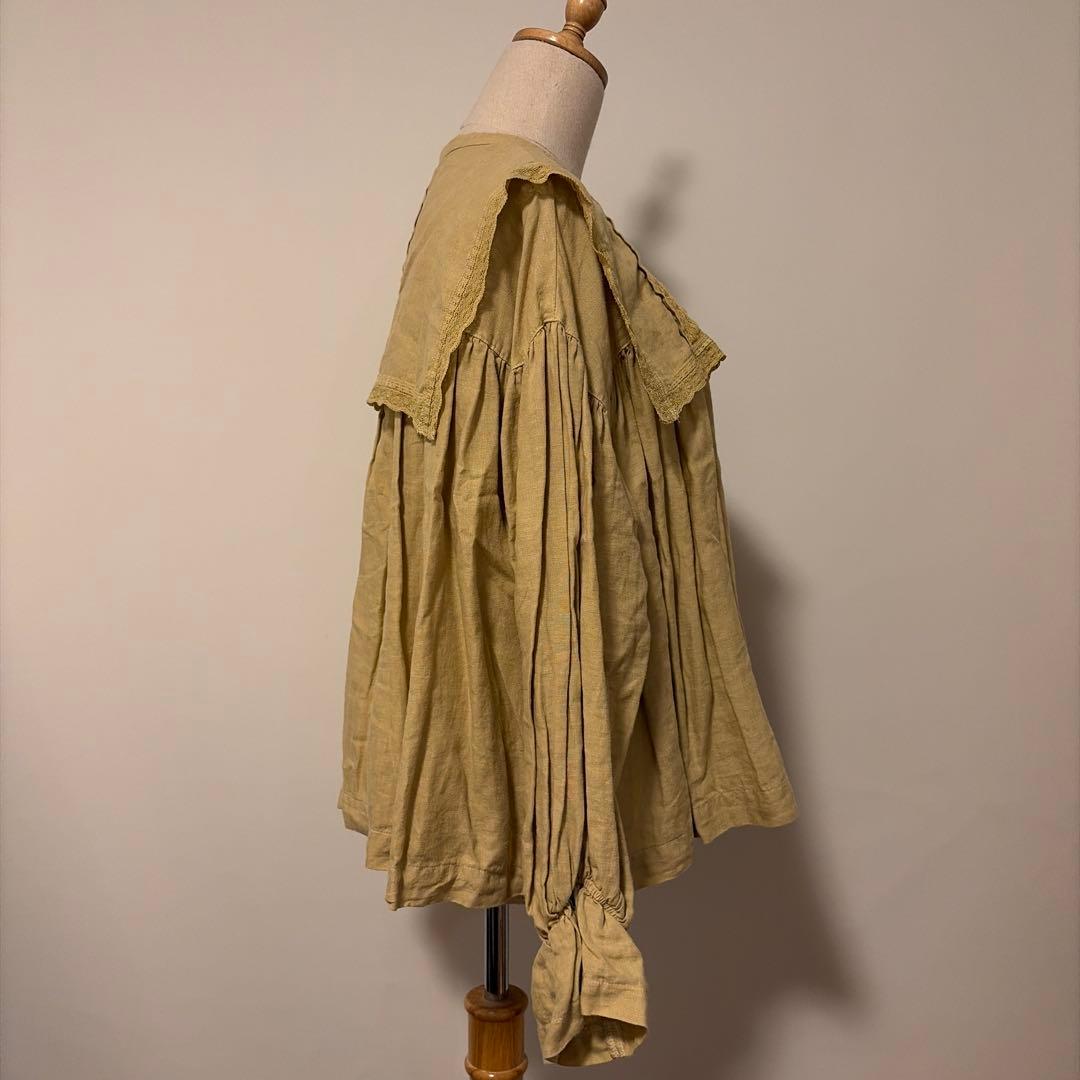 nest Robeリネン天然染めスクエアカラーブラウス 2023AW シナモン染