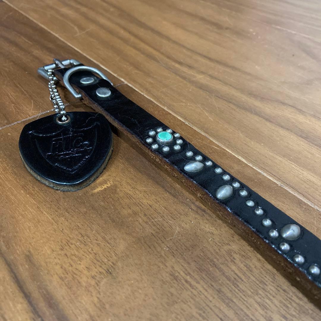 HTC フラワースタッズナローレザーベルト ターコイズ 32inch