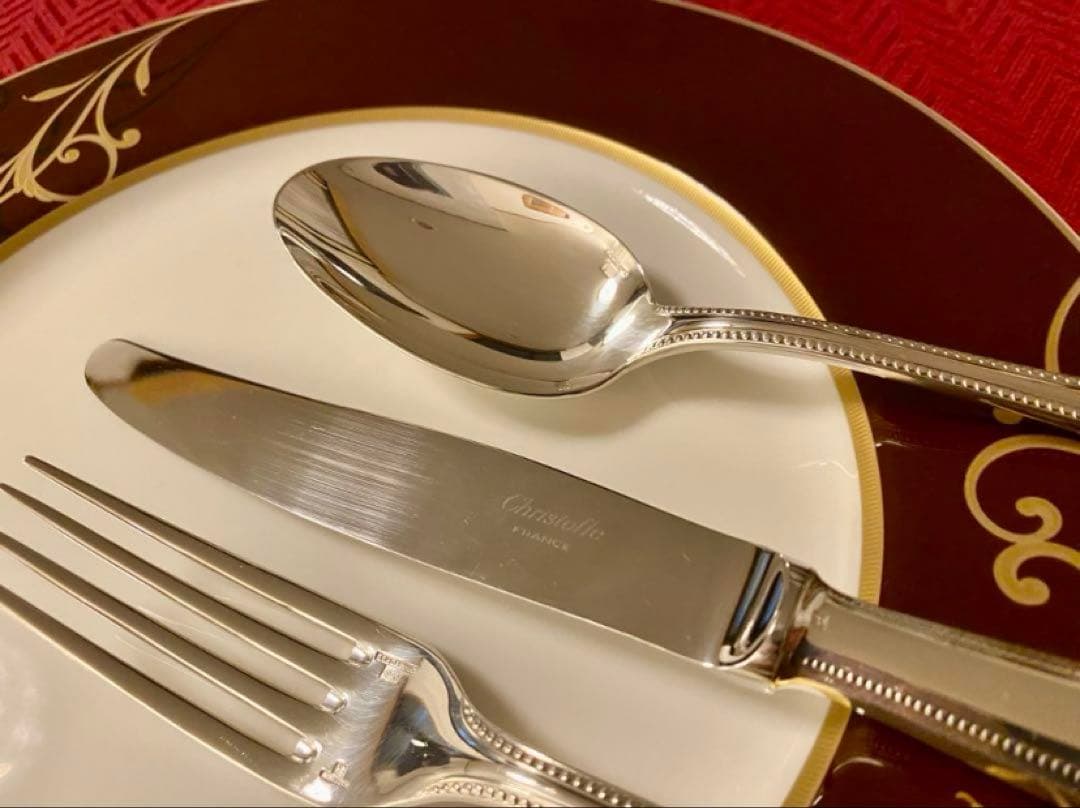 【ラス1☆上品なパール☆美品☆】クリストフル パール テーブルサイズカトラリー