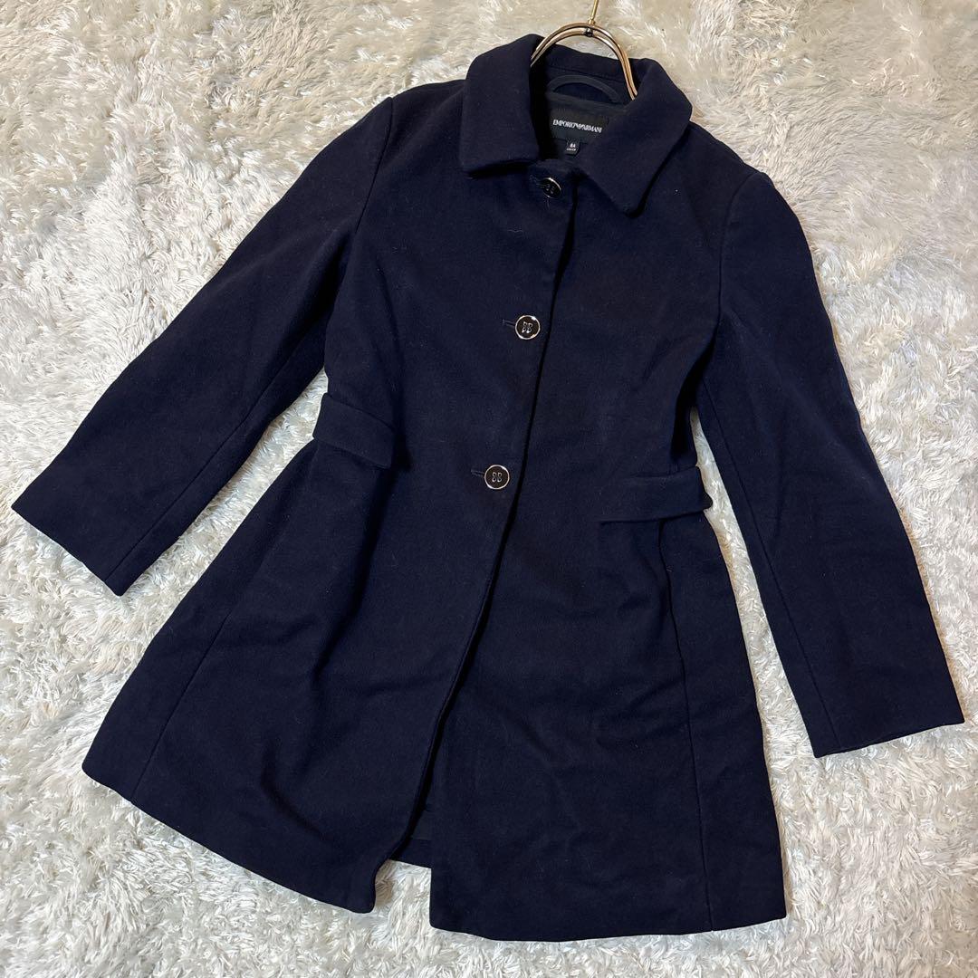 EMPORIO ARMANI ネイビー カシミア混　ウールコート 8A 130