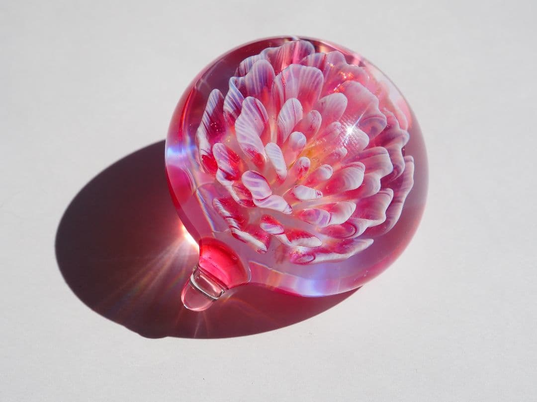 ꫛꫀꪝ硝子の髪飾り★ポンポネグラス★ヘアゴム 「想像の花」pink