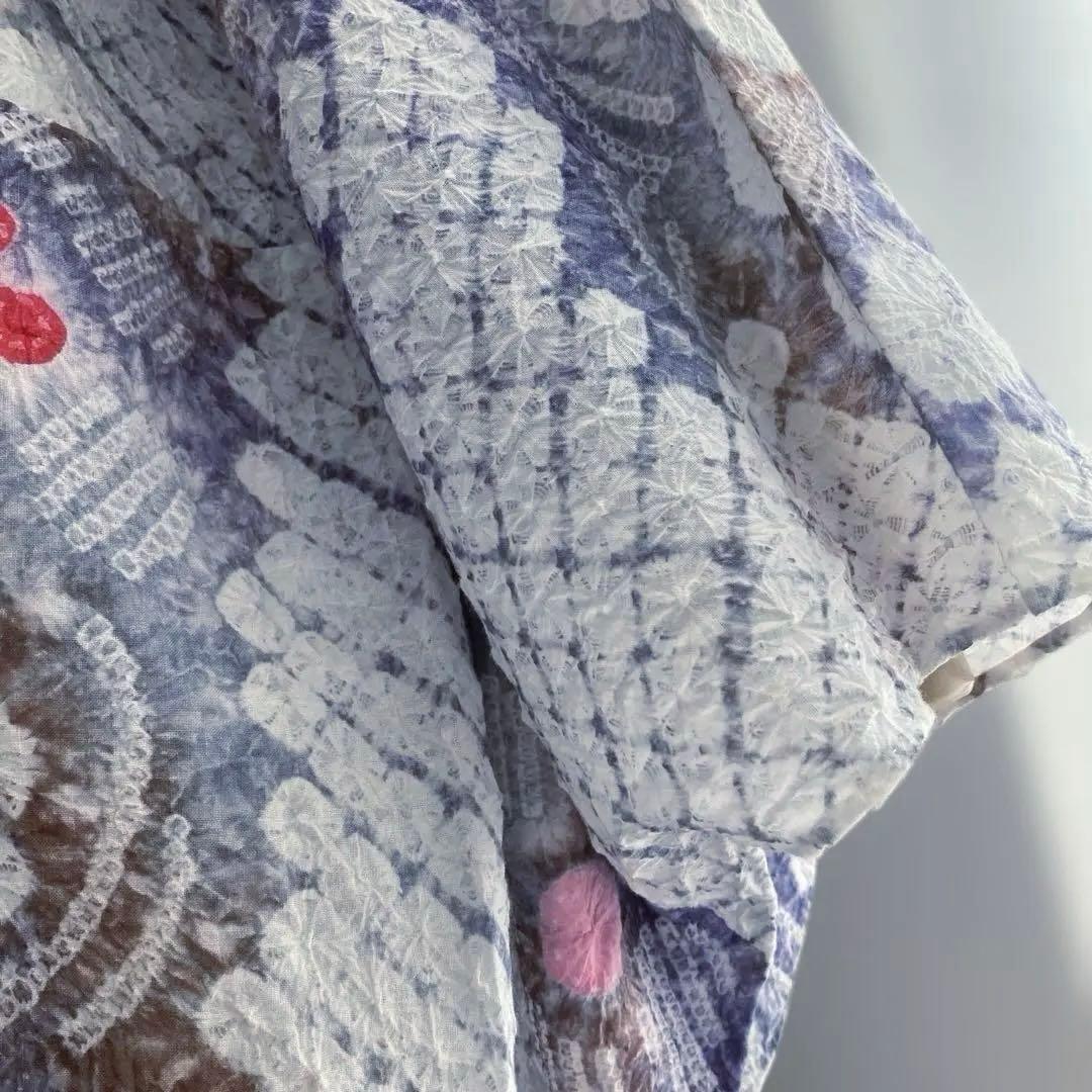 有松鳴海絞り・蜘蛛絞り　浴衣　手縫い　絞り浴衣　身丈156cm No.2-15