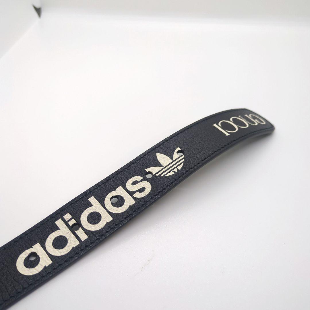 GUCCI × adidas コラボ レザーベルト　黒白　美品 約100cm