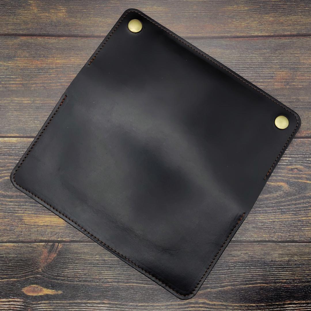 クロムエクセル ロングトラッカーウォレット ハンドメイド 本革 茶芯ブラック