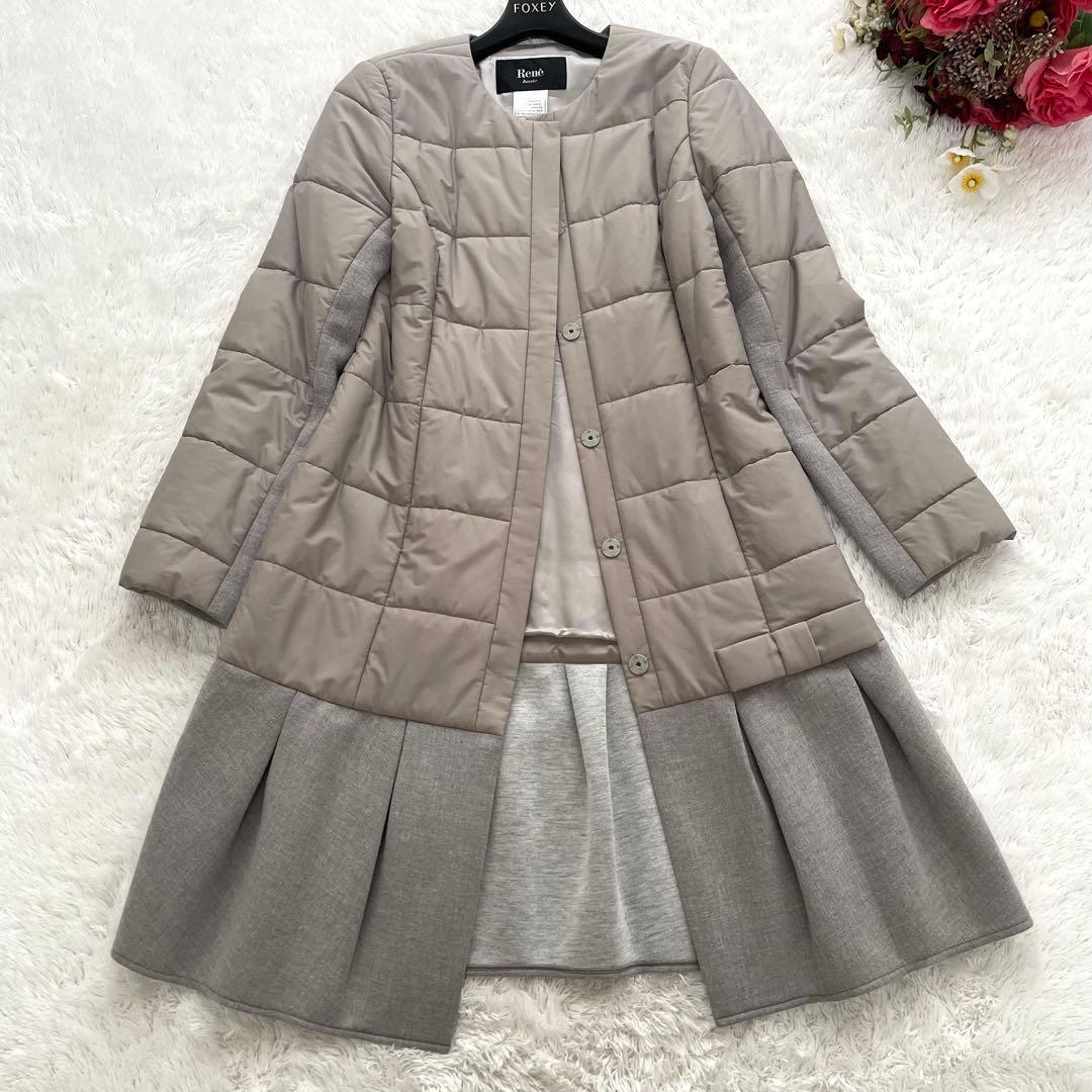 Rene basic✨中綿コート リボン グレージュ 36 Aライン 近年