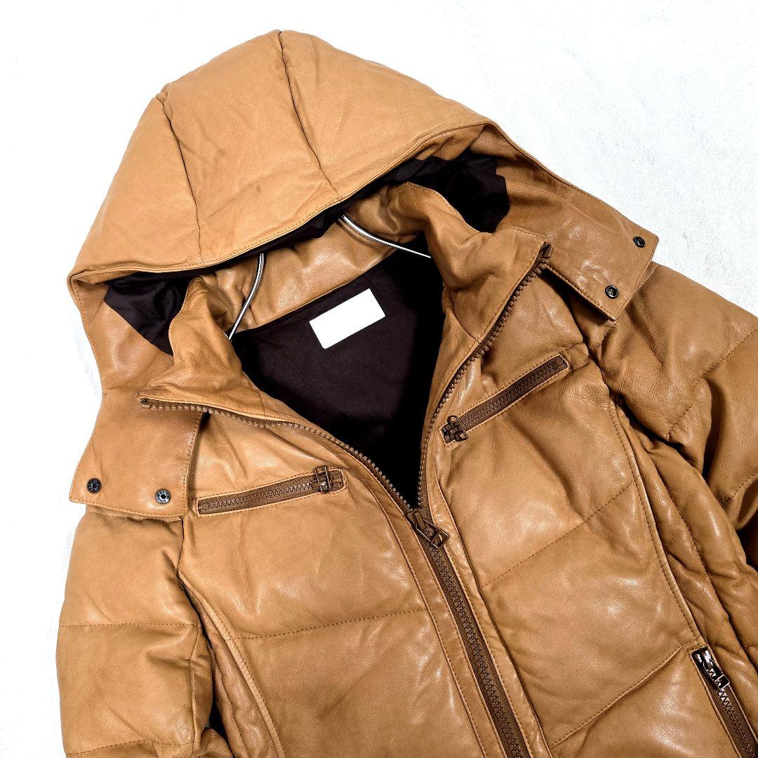 エーゼイバイジュンハシモト レザー ダウンジャケット 羊革 2way キャメルM