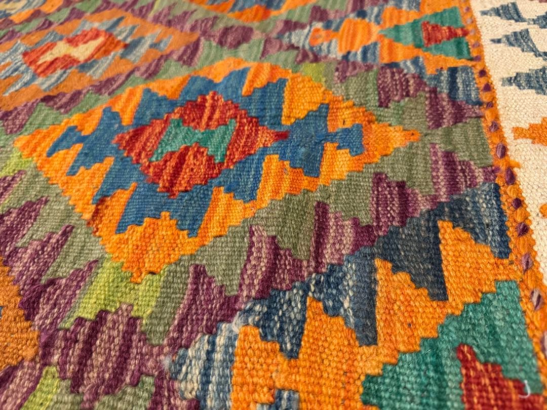 Vol.4アフガニスタン　遊牧民　手織りキリム　センターラグ　174×127④