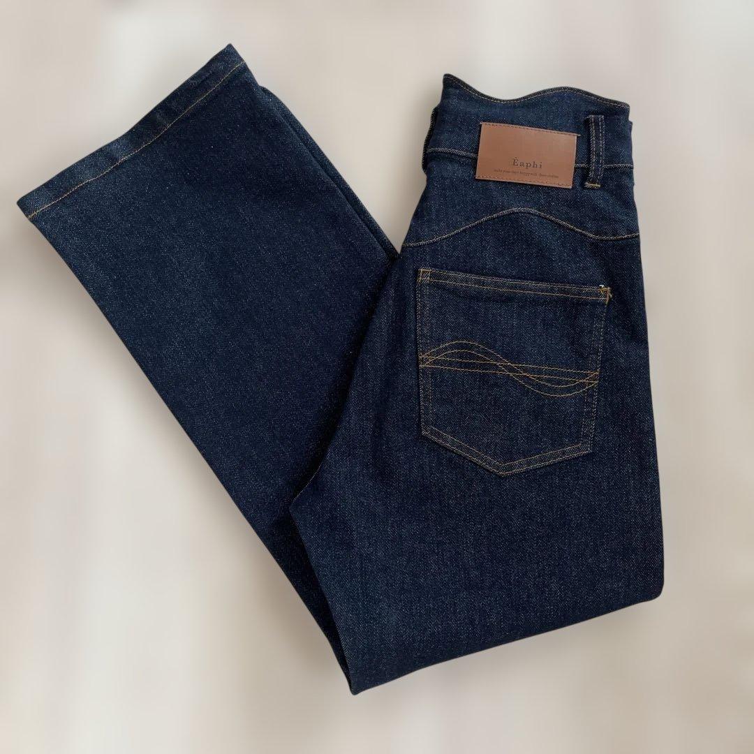 パンツ EAPHI WAVE DESIGN HIGH WAIST DENIM short