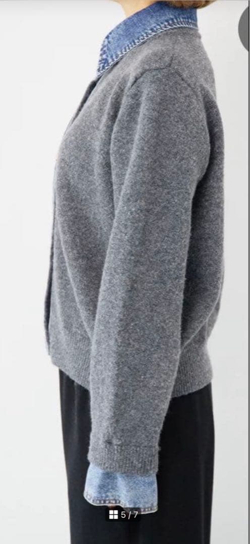 新品タグ付⭐︎PLUS OTO.HA デニム×ニット異素材コンビネーションシャツ