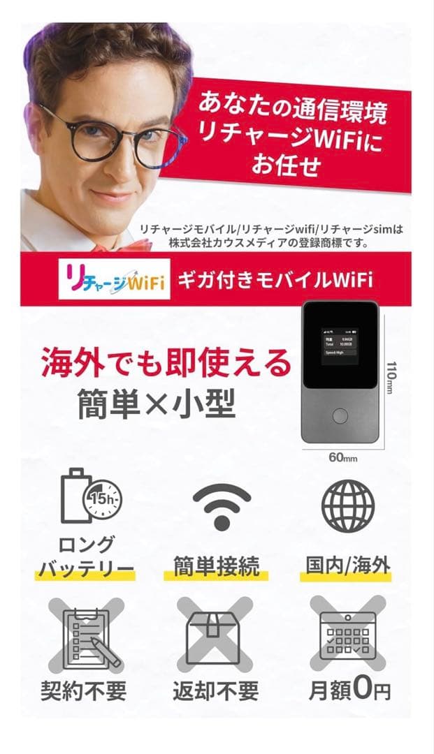262058 リチャージWiFi ロングバッテリー 100GB