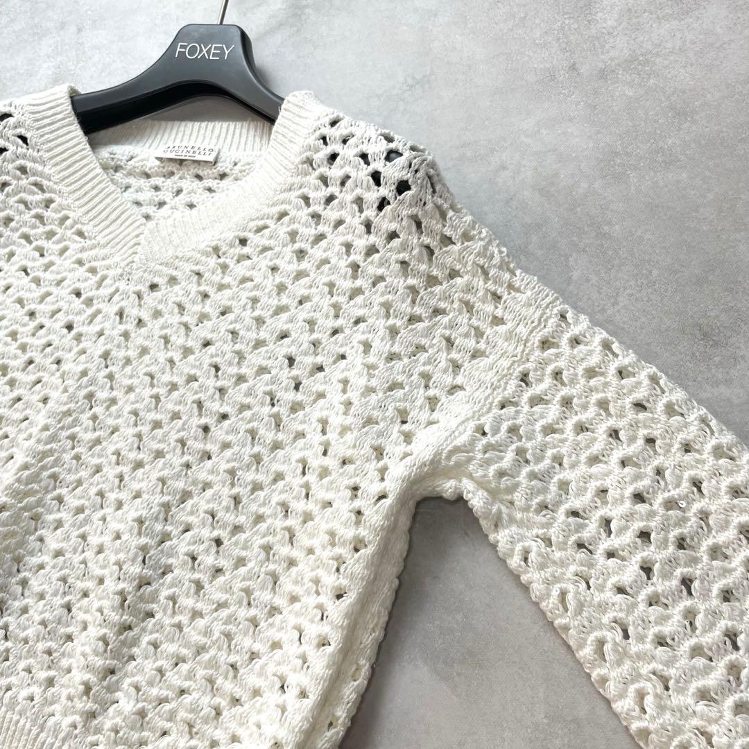 高級感✨ブルネロクチネリ ニット セーター スパンコール シルク ホワイト 美品