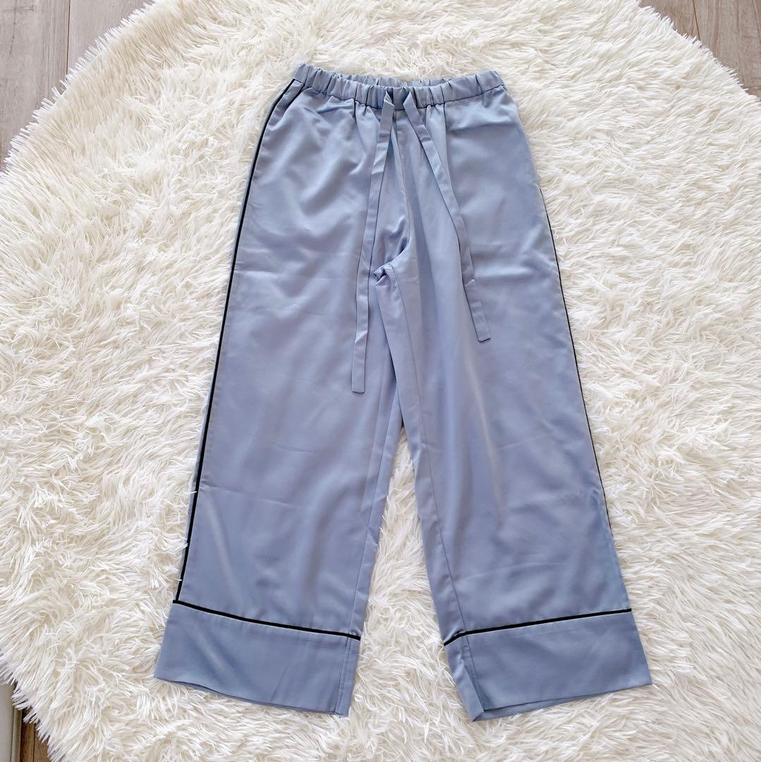 ジェラートピケ　ルームウェア　フリー　カシミヤ混　長袖　サテン　パジャマ　セット