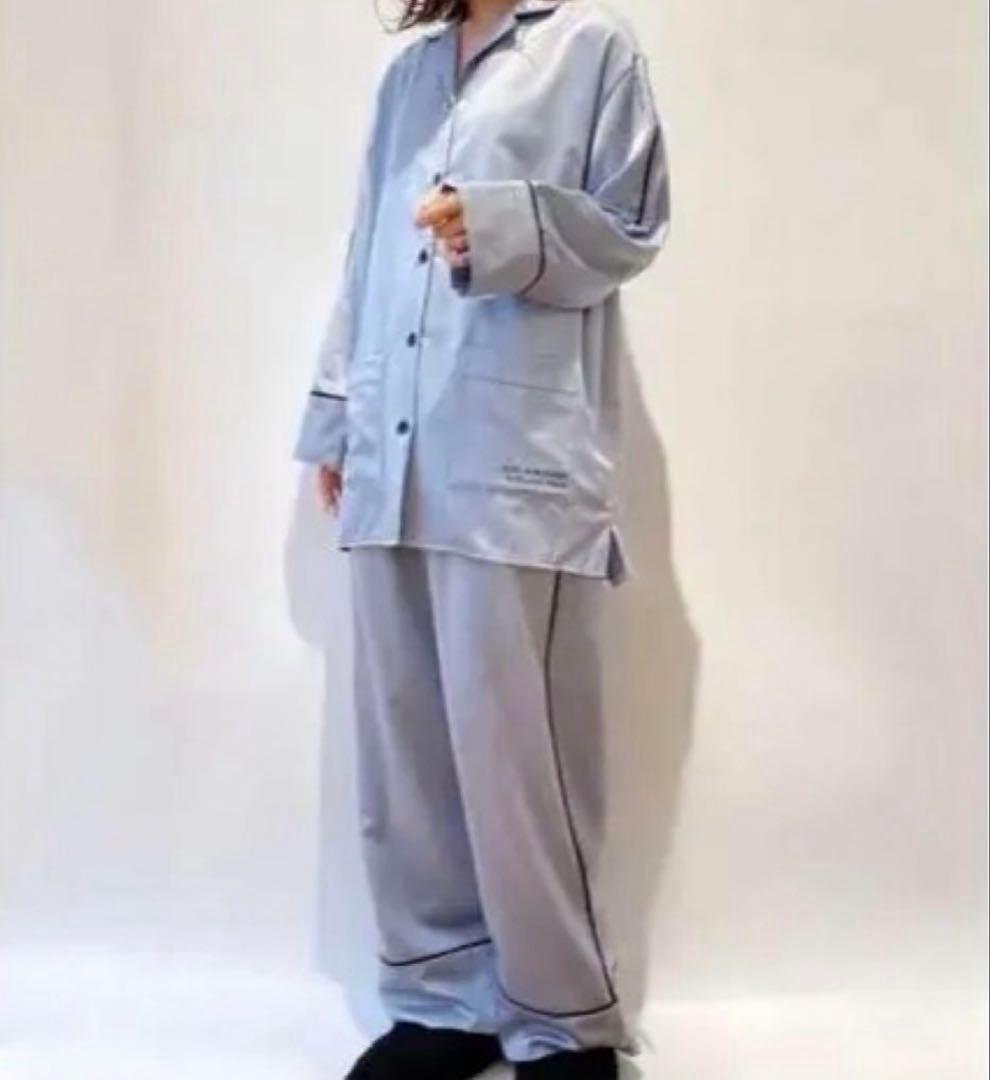 ジェラートピケ　ルームウェア　フリー　カシミヤ混　長袖　サテン　パジャマ　セット