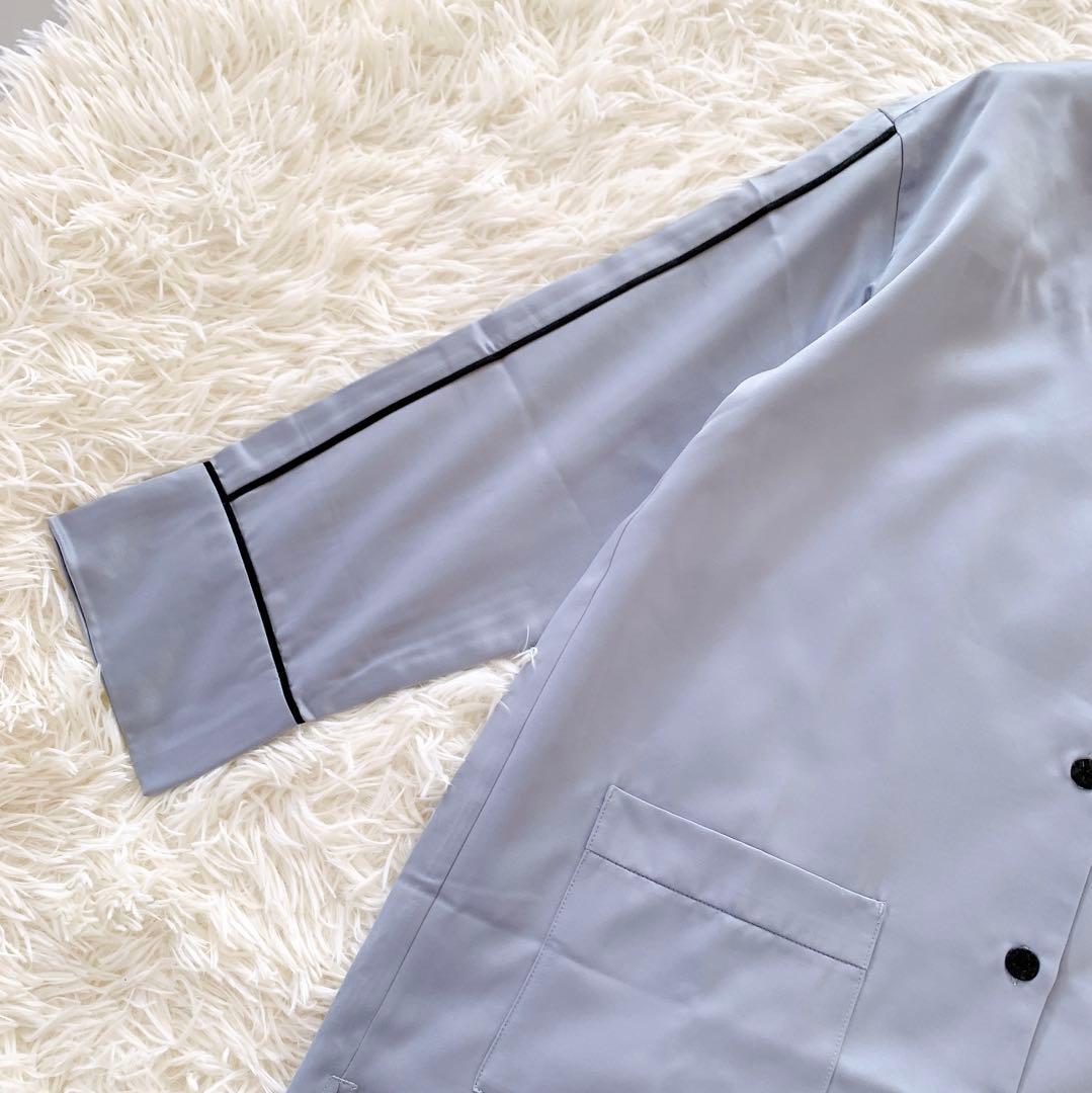 ジェラートピケ　ルームウェア　フリー　カシミヤ混　長袖　サテン　パジャマ　セット