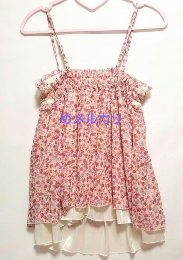 LIZ LISA リズリサ 花柄キャミソール チュニック 小花ピンク。