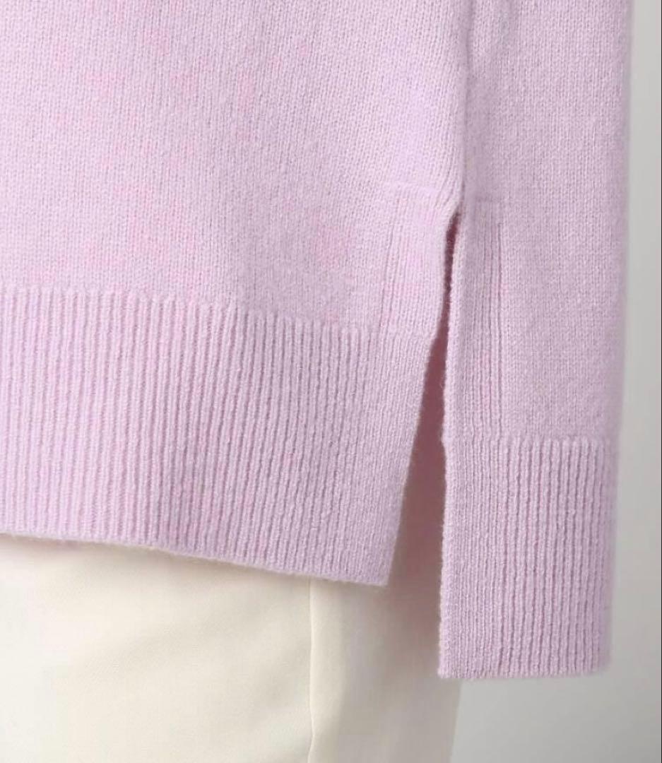 未使用　アンタイトル　ラムウールカシミヤ　ハイネックニット　44サイズ ピンク系