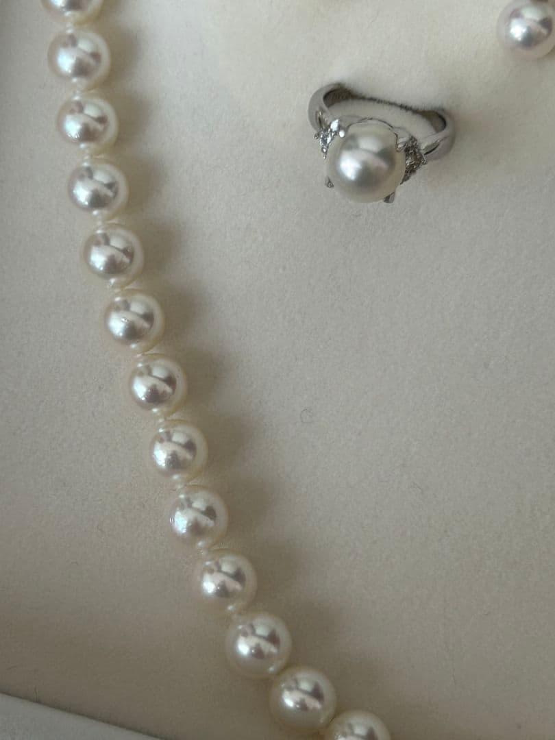 真珠　ネックレス　イヤリング　指輪　pt900 k14wg シルバーダイヤモンド