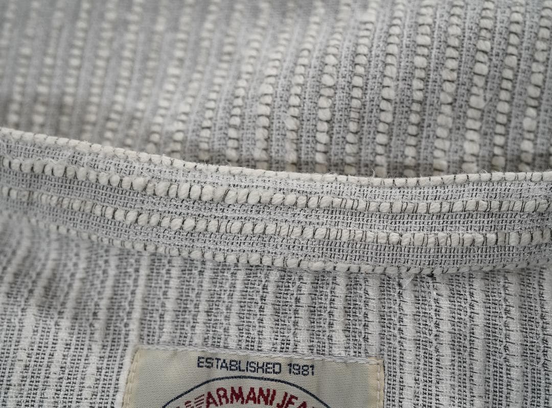 イタリア製 90s ARMANI JEANS スタンドカラー シャツ M