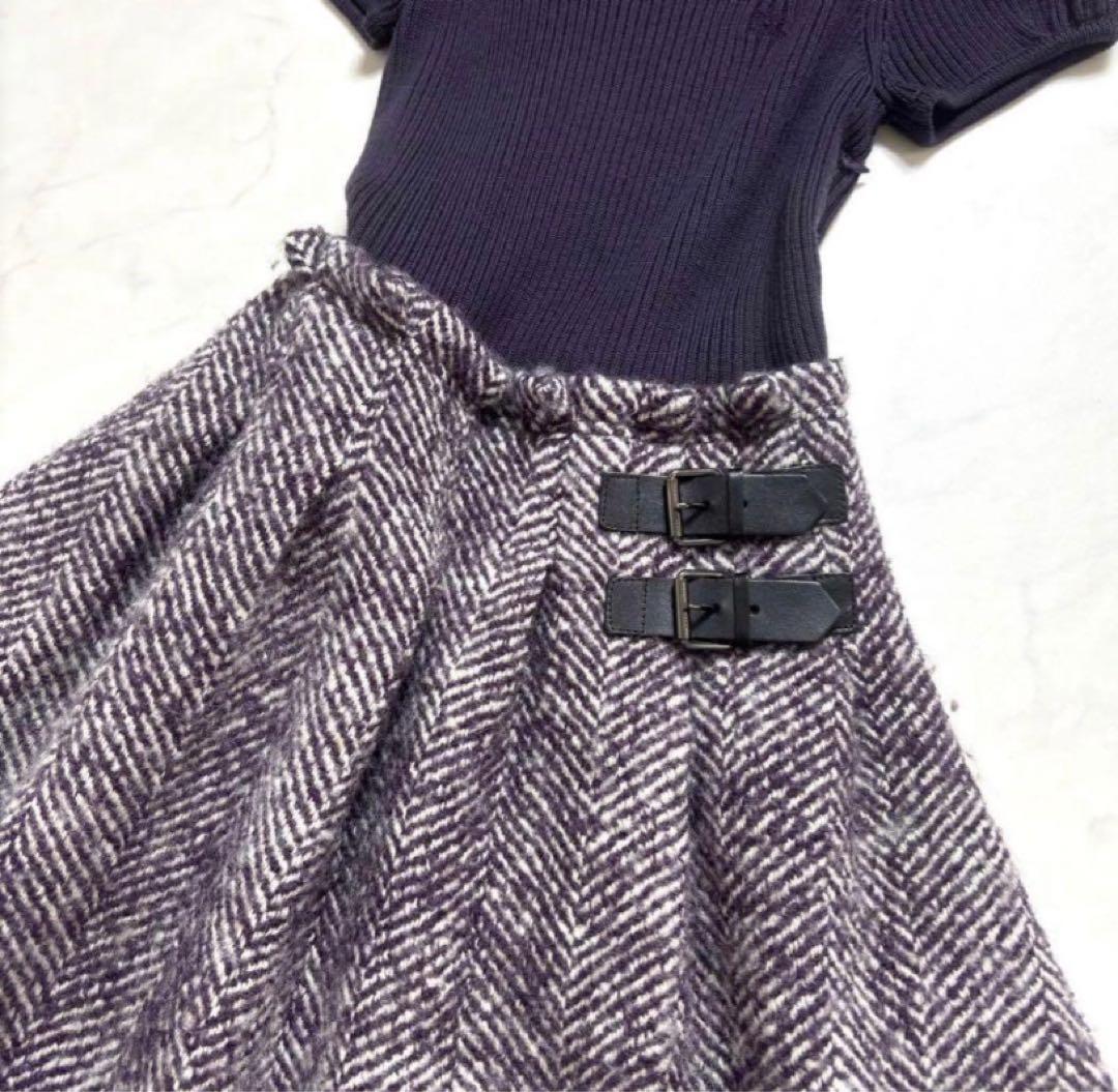 バーバリータートルネック 半袖ニットドレス