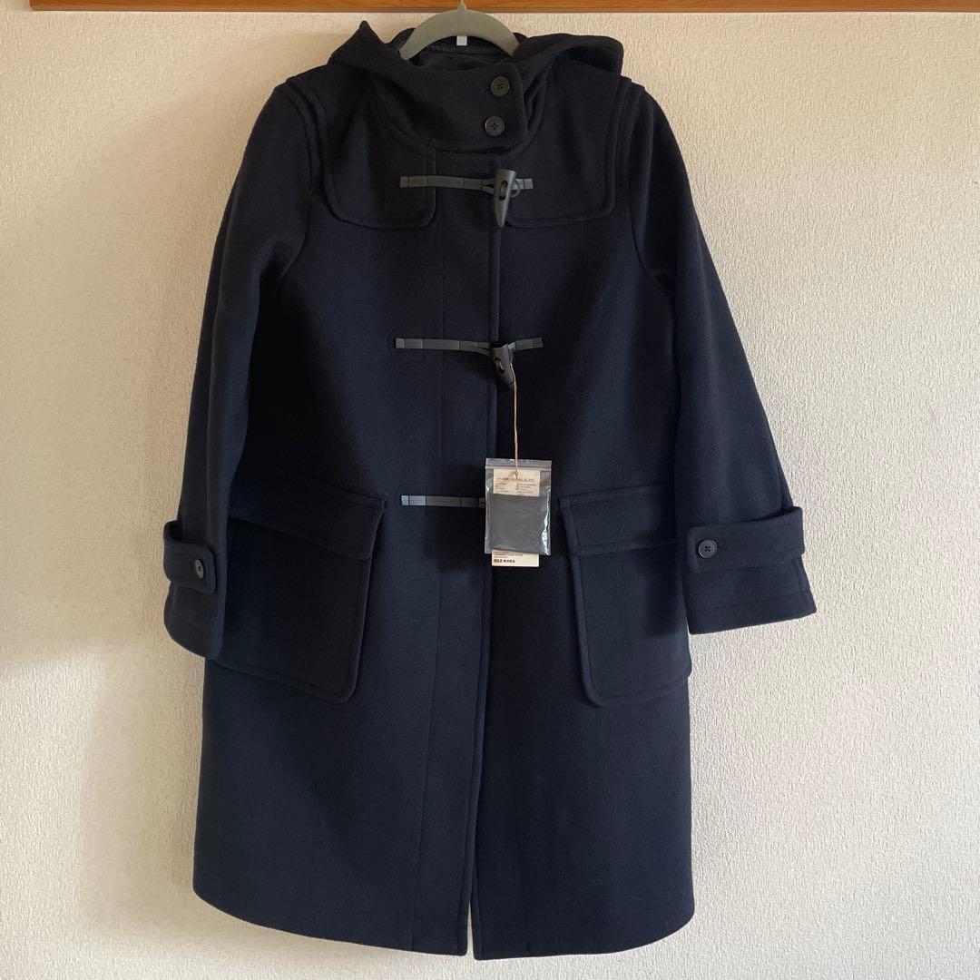 無印良品　ウール混ダッフルコート婦人Ｌ・ダークネイビー