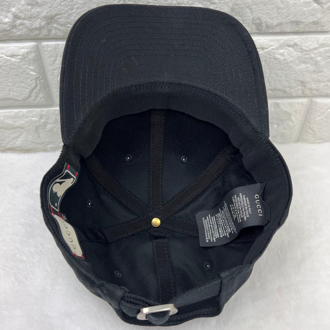 美品✨【GUCCI×MLB】ヤンキース ベースボールキャップ 刺繍ロゴ 黒