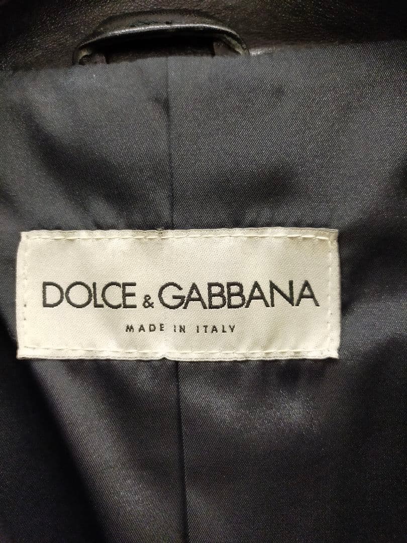 DOLCE&GABBANA ドルガバ レザー テーラードジャケット 本革 黒