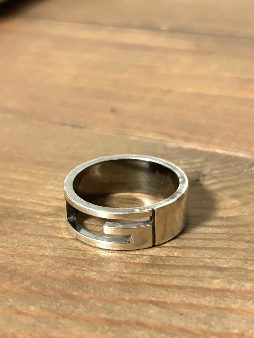 【GUCCI】シルバー925 ストライプライン ワイドリング24号