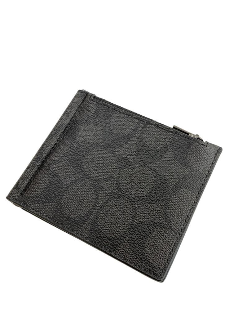 美品 COACH コーチ マネークリップ 小銭入れ シグネチャー PVC レザー