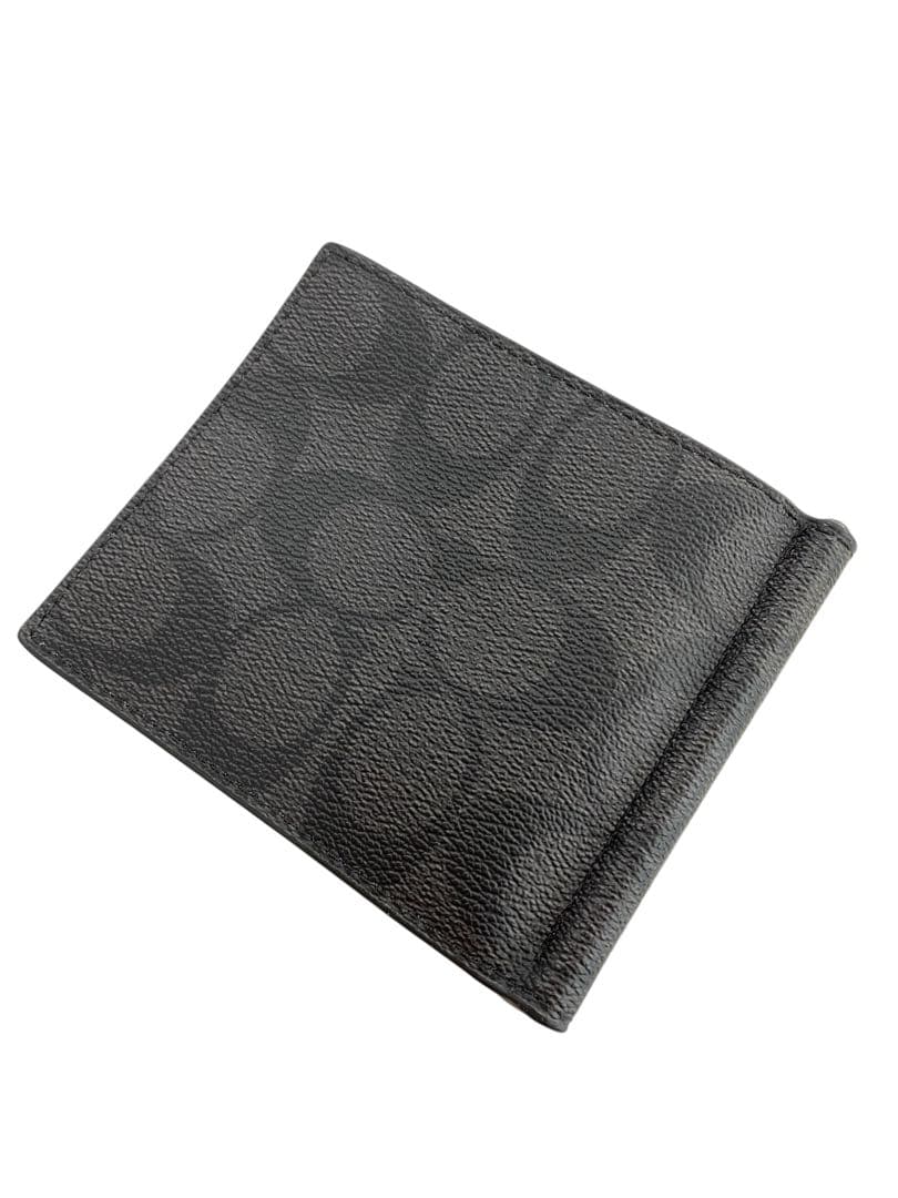 美品 COACH コーチ マネークリップ 小銭入れ シグネチャー PVC レザー