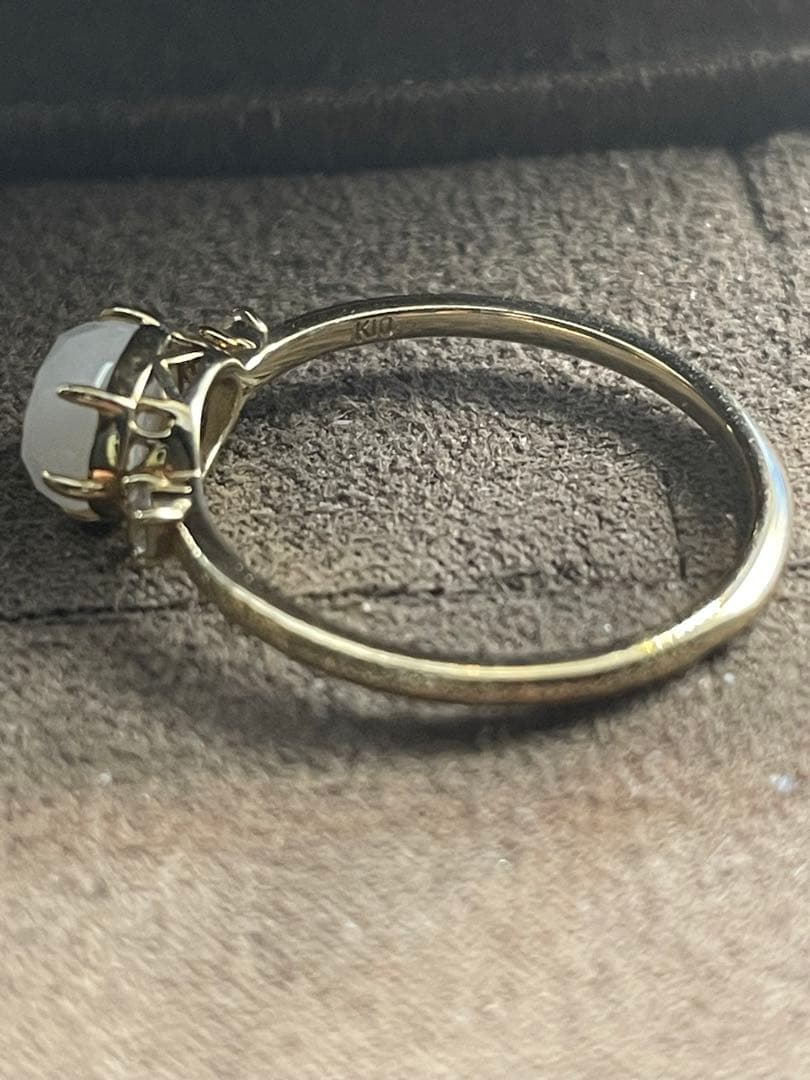 agete K10 ホワイトクォーツ ラブラドライト リング 11号