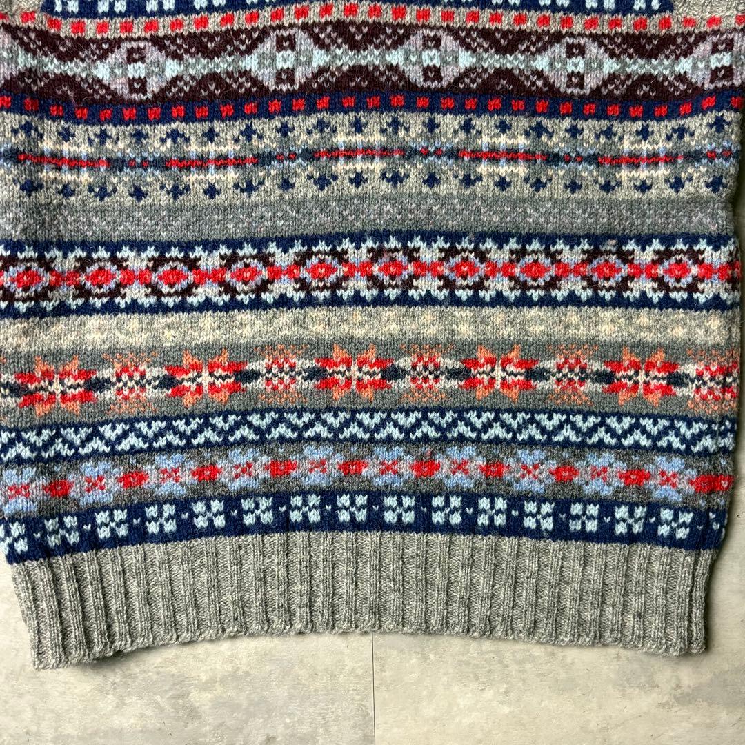 Jamieson's スコットランド製 フェアアイル柄 ニットベスト ウール