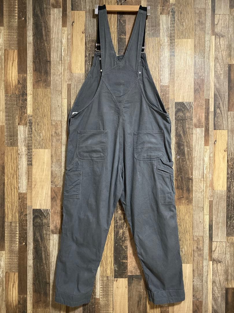 カーハート グレー系 オーバーオール メンズ ロゴ ファスナー パンツ 古着