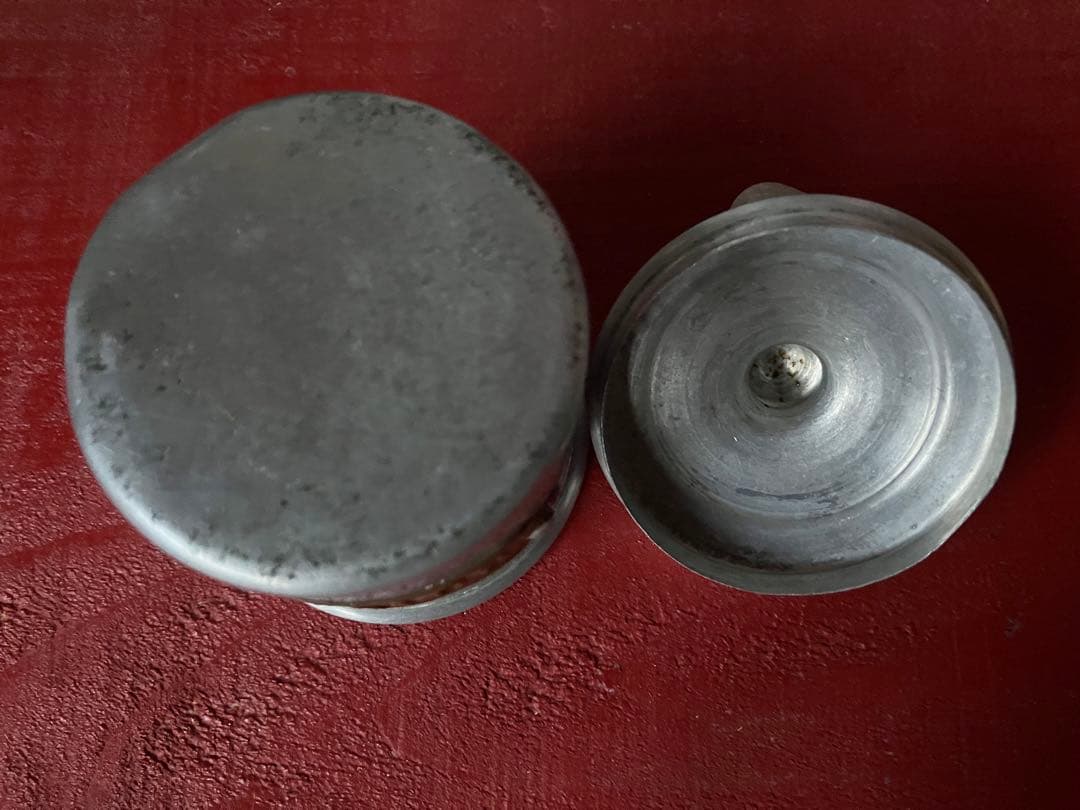 1930年代アルミキャニスター6缶セット　真鍮ラベル　フランスビンテージ