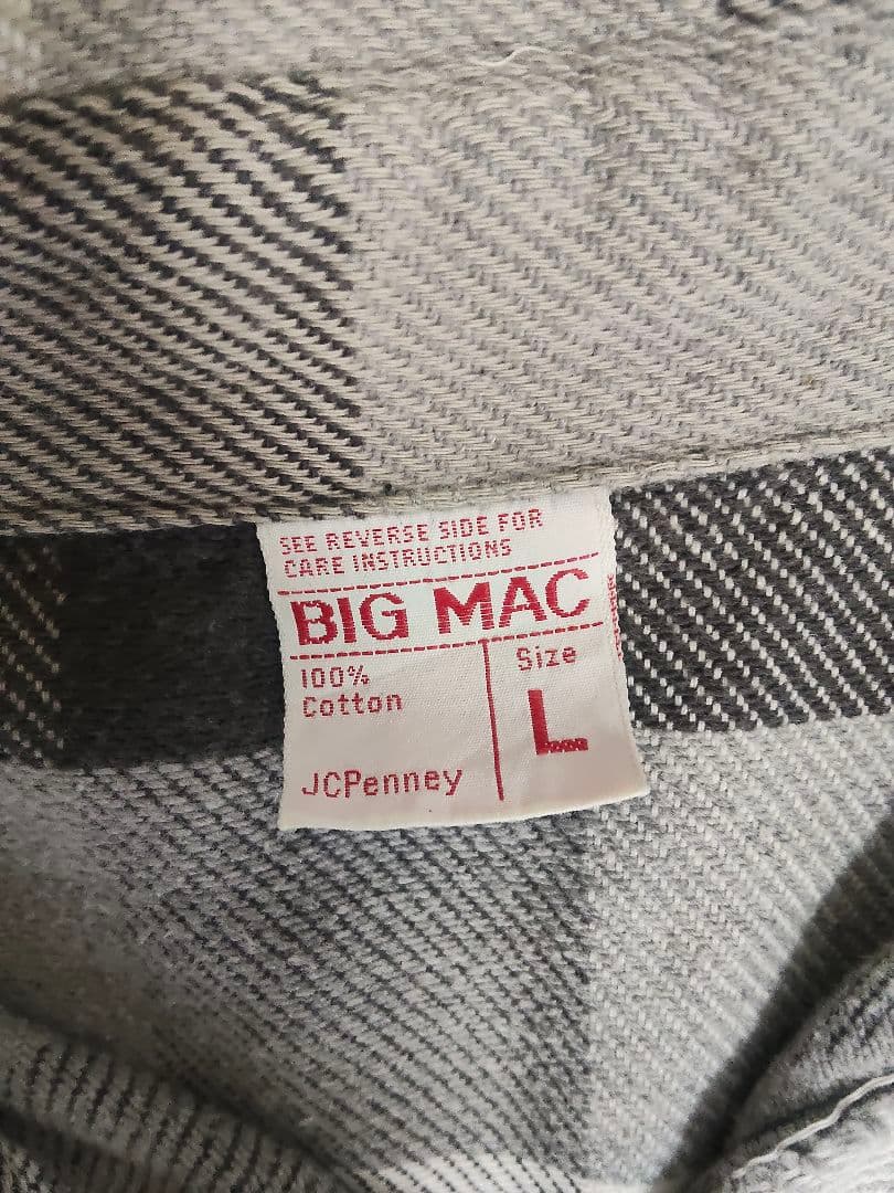 70s BIG MAC ブロックチェック シャツ L 白黒 JC Penney