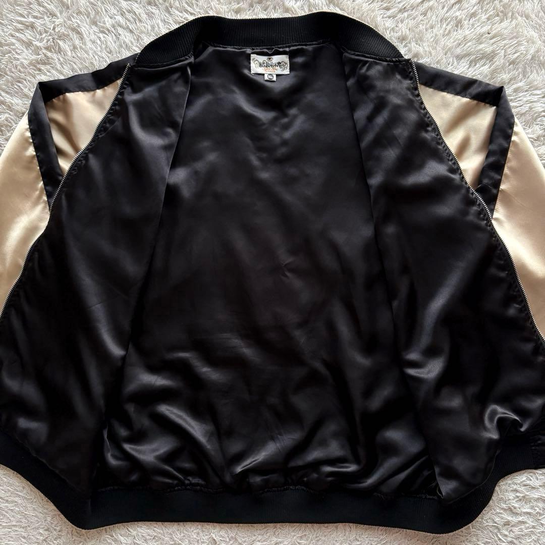 ★希少 XLサイズ★ 絡繰魂 スカジャン 刺繍 鳳凰 ジップアップ リブニット