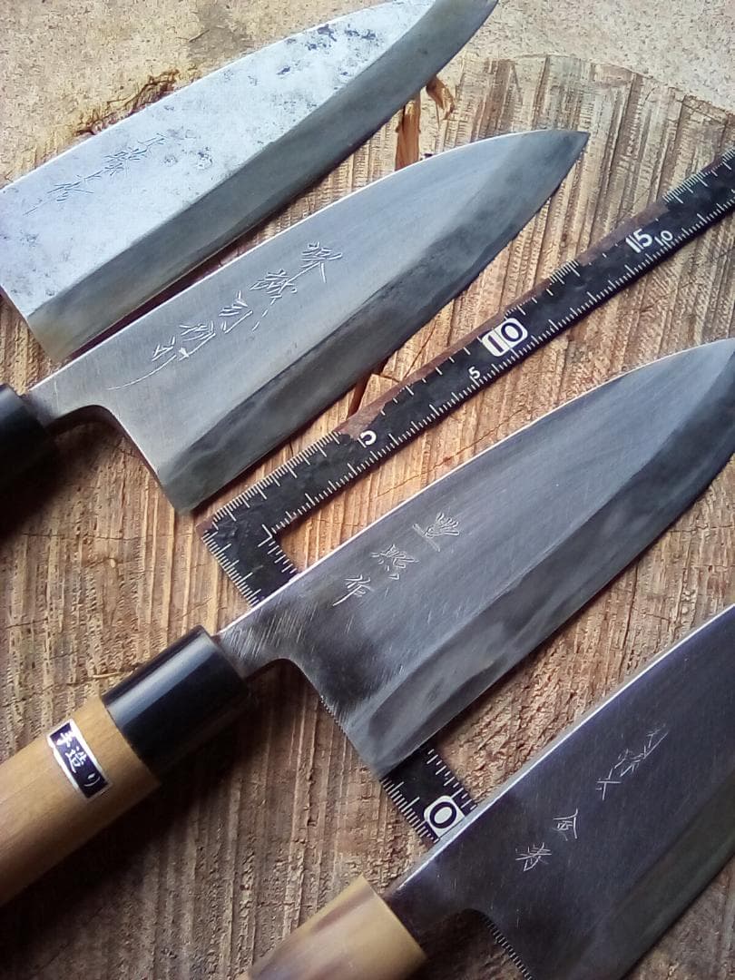 テル　中古包丁　鋼　出刃　4本　正藤　堺誠司　豊照　関孫六