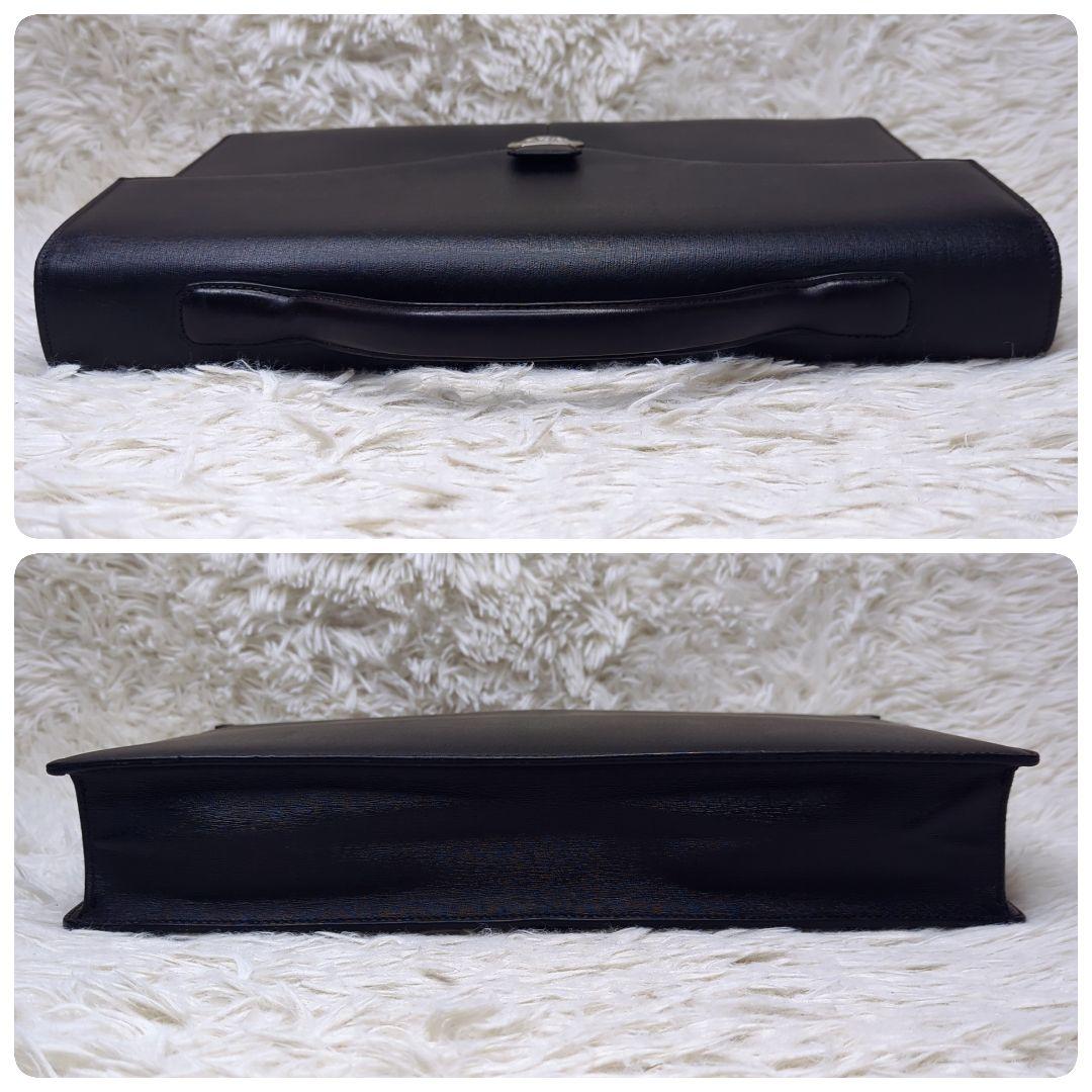 美品✨ダンヒル サイドカー ダレスバッグ レザー 黒 A4収納可 ロゴプレート