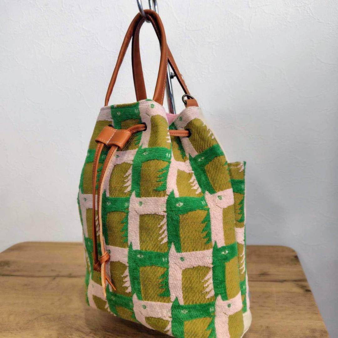 ミナペルホネン/thoroughbredサラブレットマスタード/巾着Lサイズショ