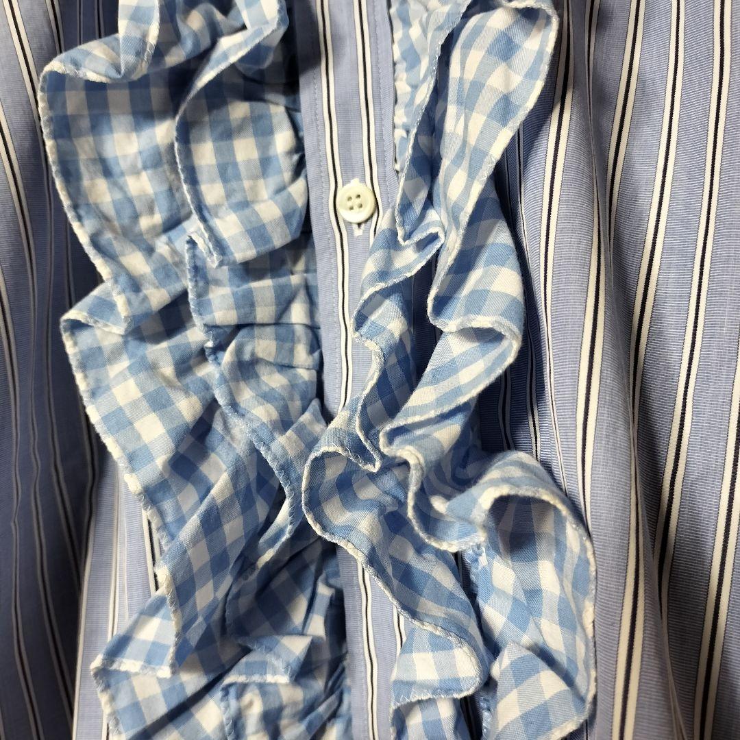 コムデギャルソンオムプリュス ストライプ フリルシャツ コットン