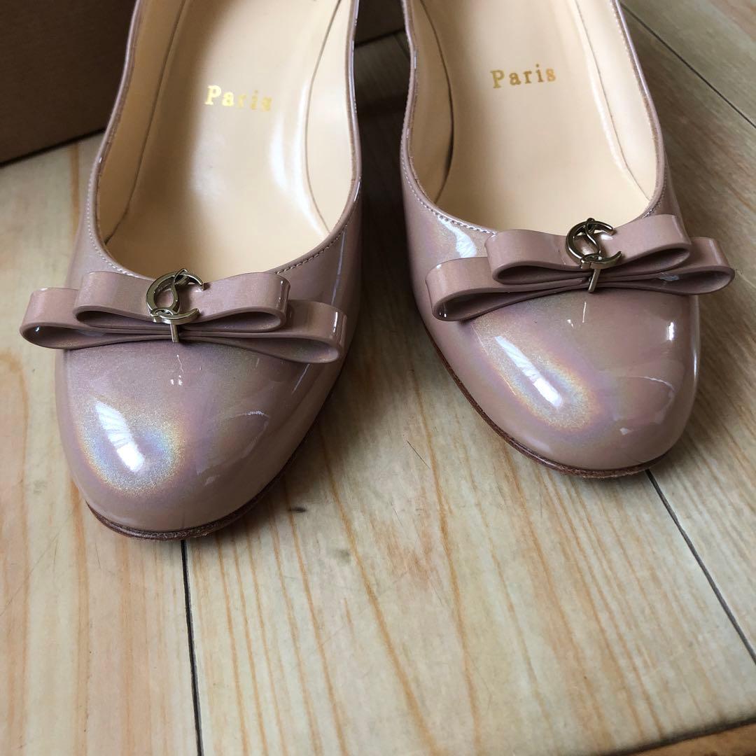 【限定】【美品】クリスチャンルブタン　ローヒール リボン マルシアノド35