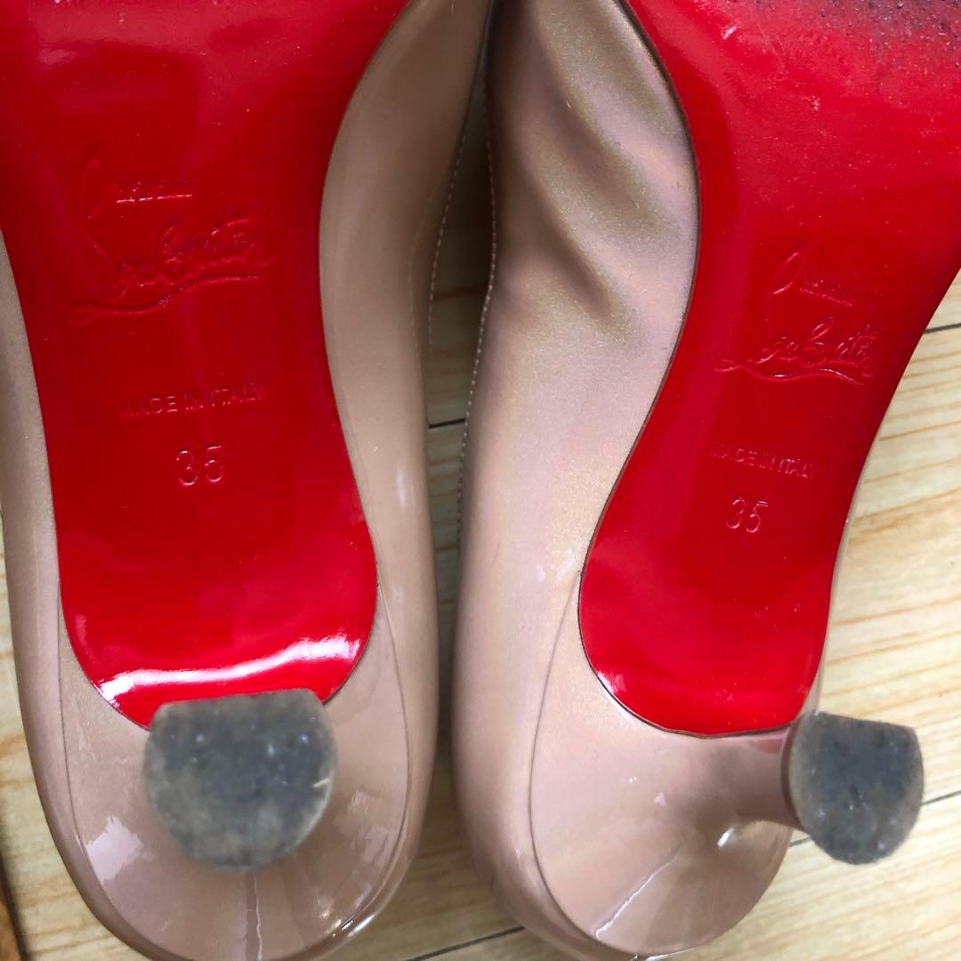 【限定】【美品】クリスチャンルブタン　ローヒール リボン マルシアノド35