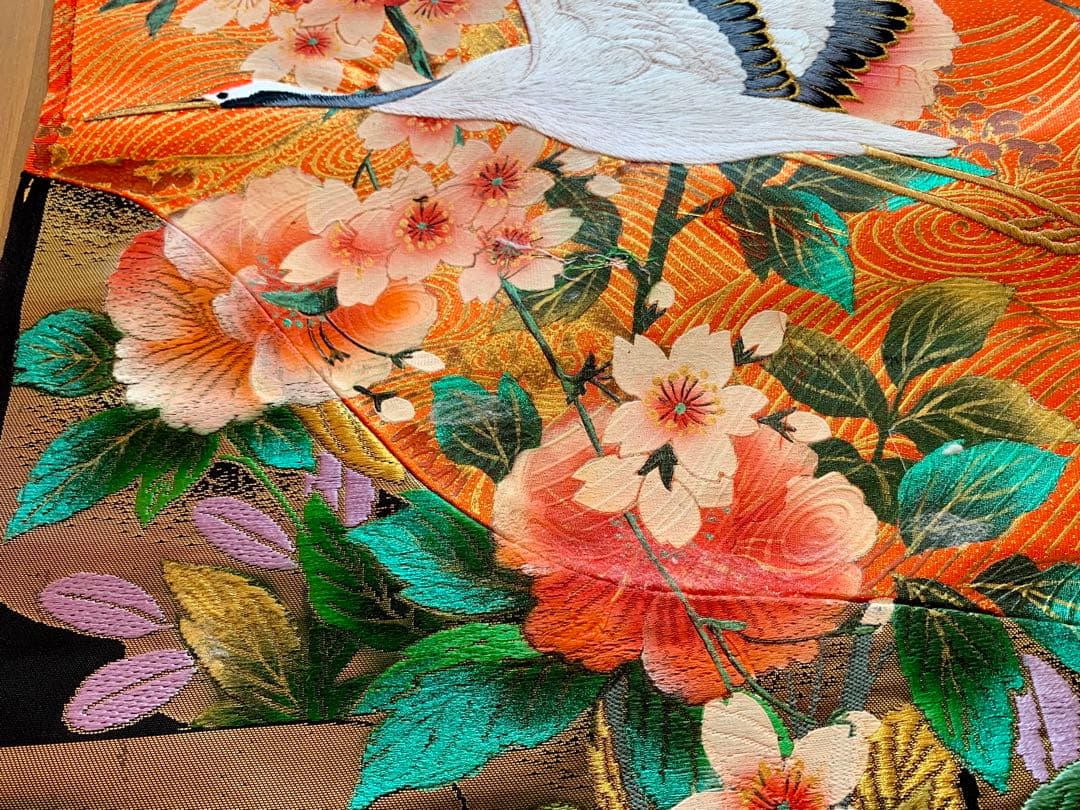 ★京都発・豪華絢爛・新品　西陣織打掛　鶴　織物・タペストリー！