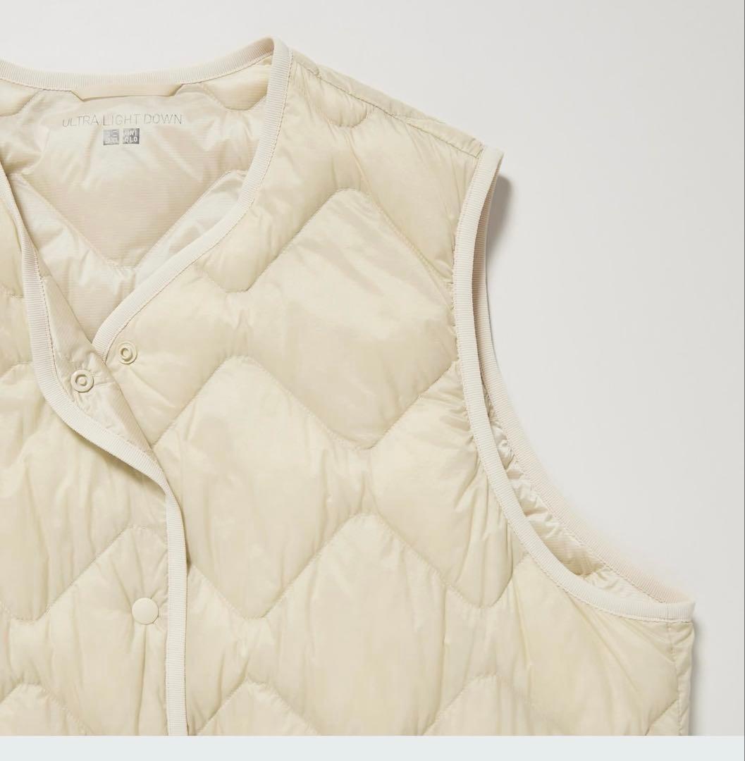 ユニクロ ウルトラライトダウン ロング ベスト M インナー ホワイト