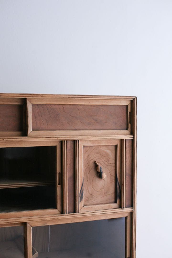 茶箪笥　キャビネット　本棚　収納棚　無垢材　杉材　ケヤキ材　古家具