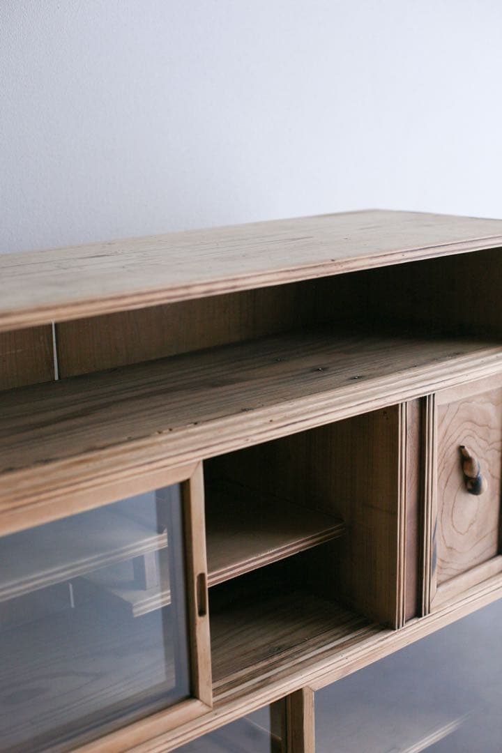 茶箪笥　キャビネット　本棚　収納棚　無垢材　杉材　ケヤキ材　古家具