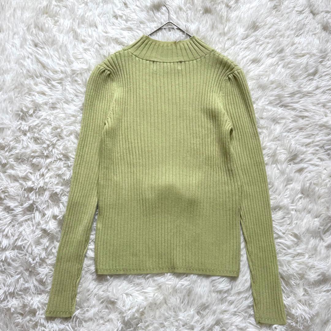 エムズグレイシー ウエストリボン付き リブニット 定番 セーター 38 グリーン