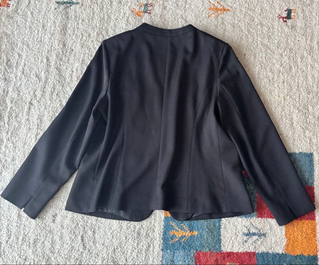 大きいサイズ　3点セット　ノーカラーパンツスーツ　セットアップ　ニッセン　黒